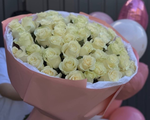 51 Белая роза 60 см